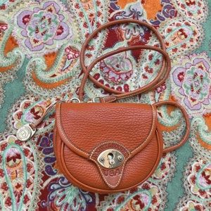 Dooney & Bourke Vintage Tan Pebble Leather Saddle Cavalry Belt Crossbody Bag